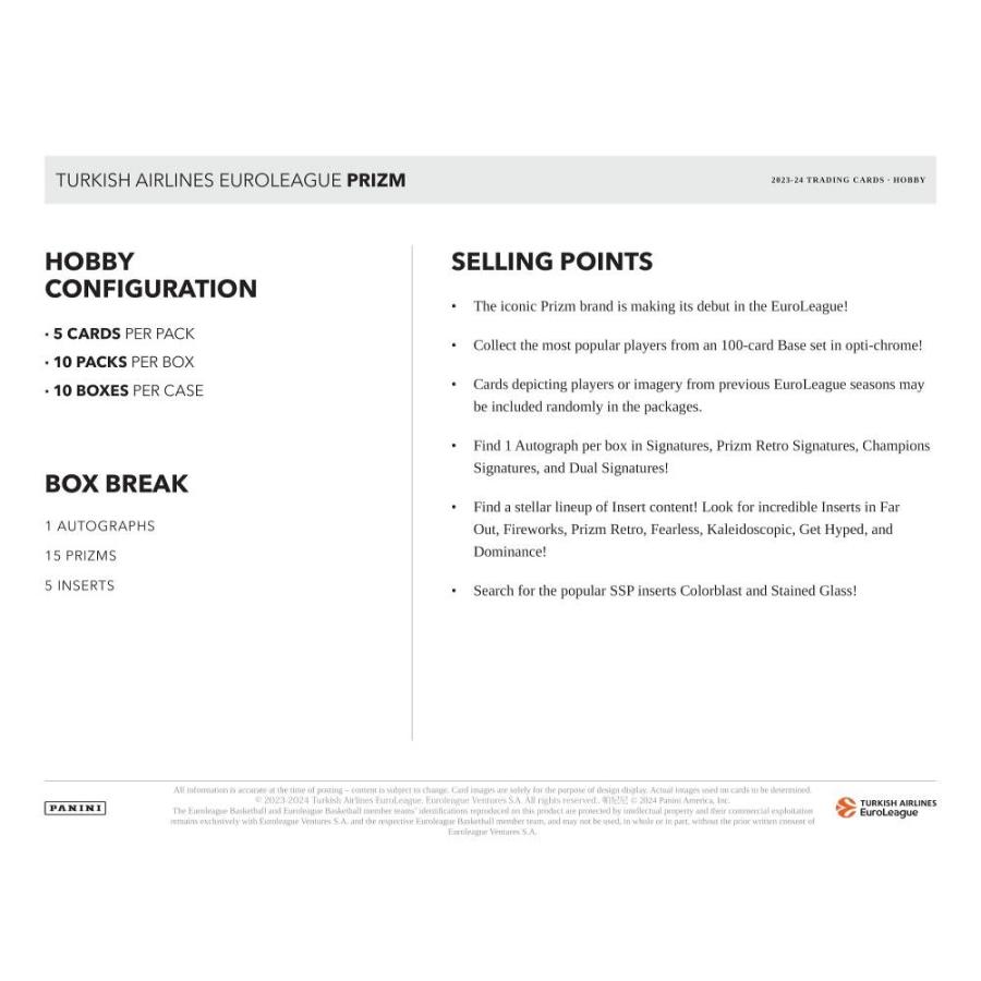 NBA 2023-24 PANINI PRIZM EURO LEAGUE HOBBY[1ボックス] |  | 05