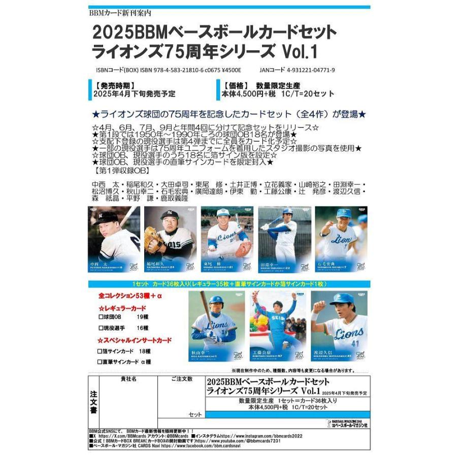 BBM 2025 ライオンズ75周年シリーズ Vol.1[1ボックス] |  | 01