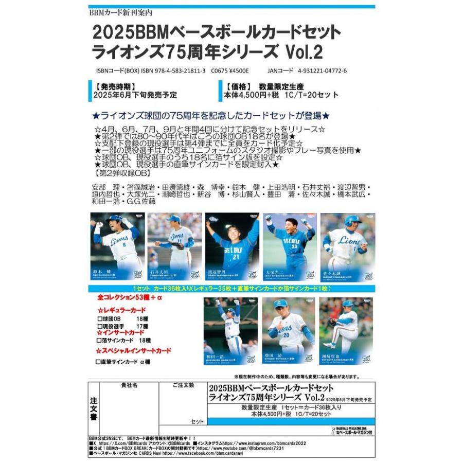 BBM 2025 ライオンズ75周年シリーズ Vol.2[1ボックス] |  | 01