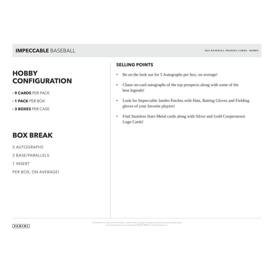 MLB 2025 PANINI IMPECCABLE HOBBY[1ボックス] |  | 04