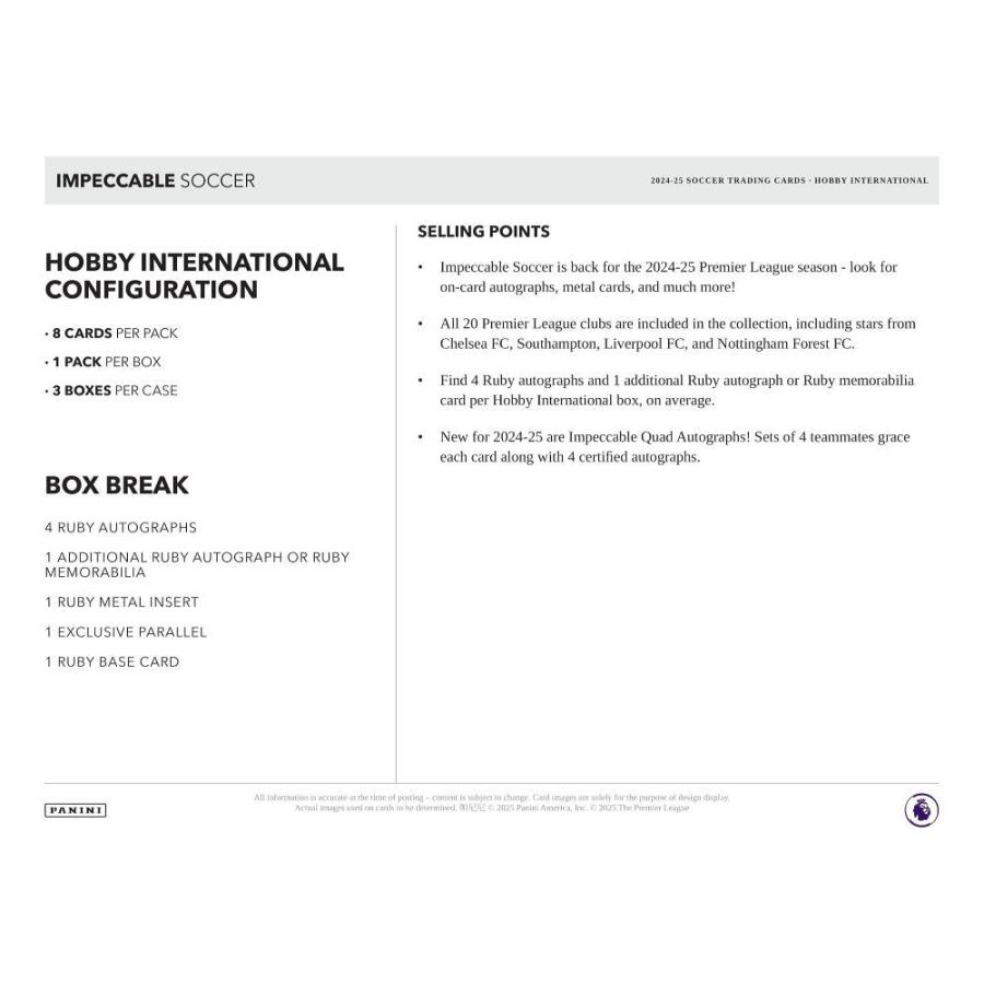 SOCCER 2024-25 PANINI IMPECCABLE PREMIER LEAGUE HOBBY INTERNATIONAL[1個] |  | 04