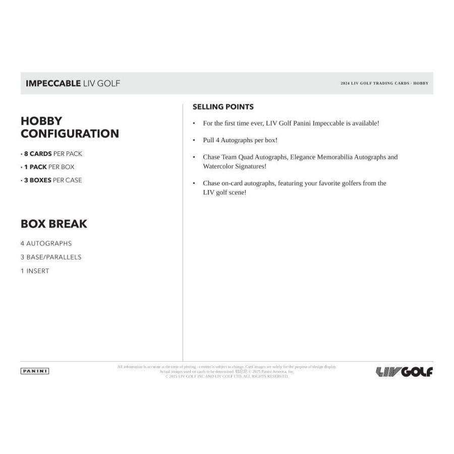 GOLF 2025 PANINI IMPECCABLE LIV GOLF HOBBY[1ボックス] |  | 04