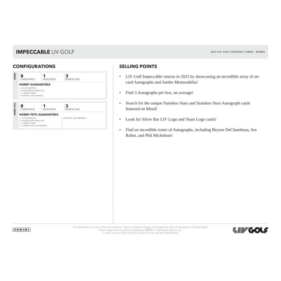 GOLF 2025 PANINI IMPECCABLE LIV GOLF HOBBY | 2025 パニーニ インペカブル ゴルフ ホビー[1ボックス] |  | 05