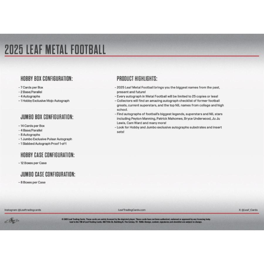 NFL 2025 LEAF METAL JUMBO[1ボックス] |  | 05