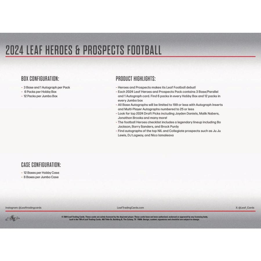 NFL 2024 LEAF HEROES & PROSPECTS JUMBO[1ボックス] |  | 04