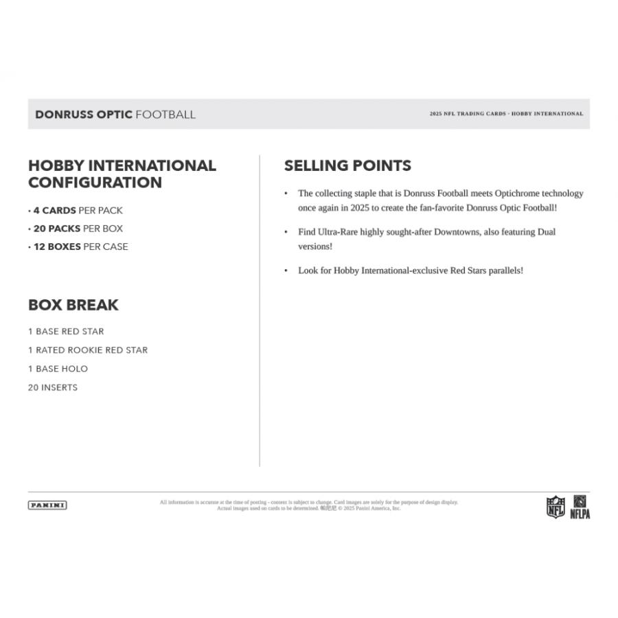 NFL 2025 PANINI DONRUSS OPTIC HOBBY INTERNATIONAL[1ボックス] |  | 04
