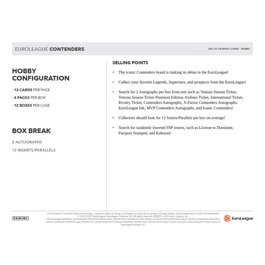 BASKETBALL 2025-26 PANINI CONTENDERS EUROLEAGUE HOBBY[1ボックス] |  | 05