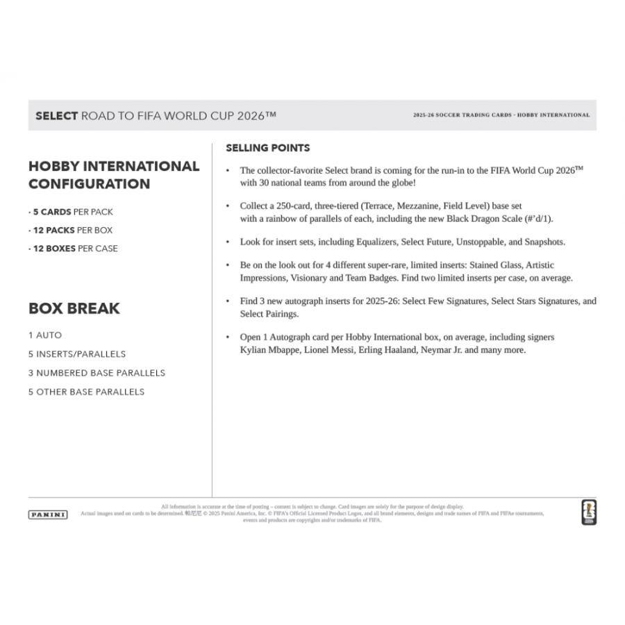 SOCCER 2025-26 PANINI SELECT ROAD TO FIFA WORLD CUP HOBBY INTERNATIONAL | サッカー 2025-26 パニーニ セレクト ロード・トゥ・FIFAワールド…[1ボックス] |  | 05