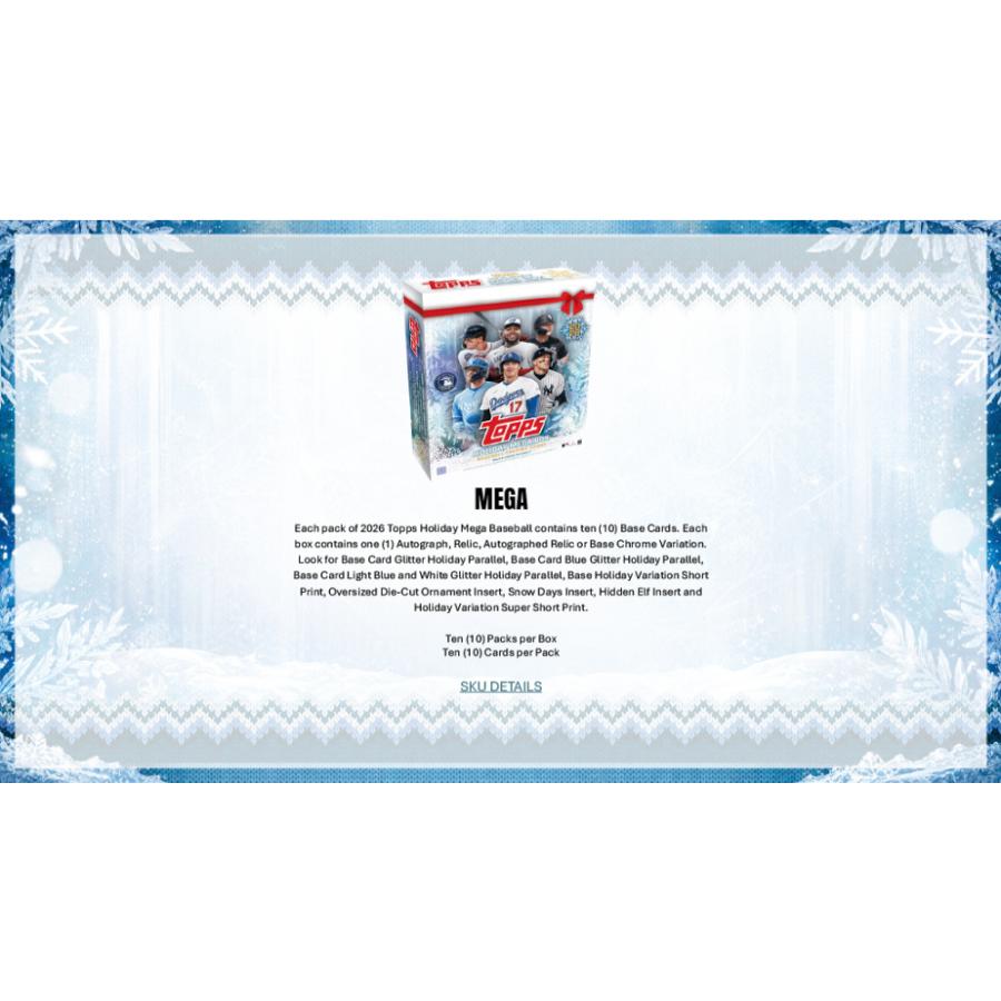 MLB 2026 TOPPS HOLIDAY MEGA BOX【購入制限4ボックスまで】 | 2026 トップス ホリデー ベースボール メガボックス[1ボックス] |  | 04