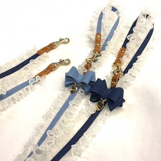 リード 犬 おしゃれ かわいい 小型犬 中型犬 デニムタックフリルリボン 日本製 ミントタン minttan |  | 01