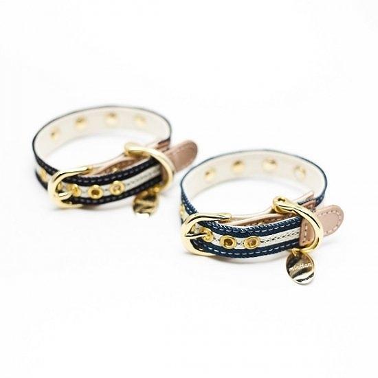 カラー＆リードセット 犬 おしゃれ かわいい 小型犬 中型犬 カラー リード デニムスタッズ 日本製 ミントタン minttan |  | 01