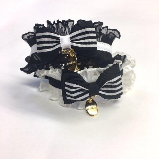 カラー＆リードセット 犬 おしゃれ かわいい 小型犬 中型犬 カラー リード ボーダータックフリルリボン 日本製 ミントタン minttan |  | 03