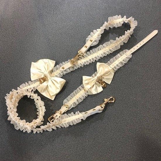 カラー＆リードセット 犬 おしゃれ かわいい 小型犬 中型犬 カラー リード NEW フリルリボン 日本製 ミントタン minttan |  | 03