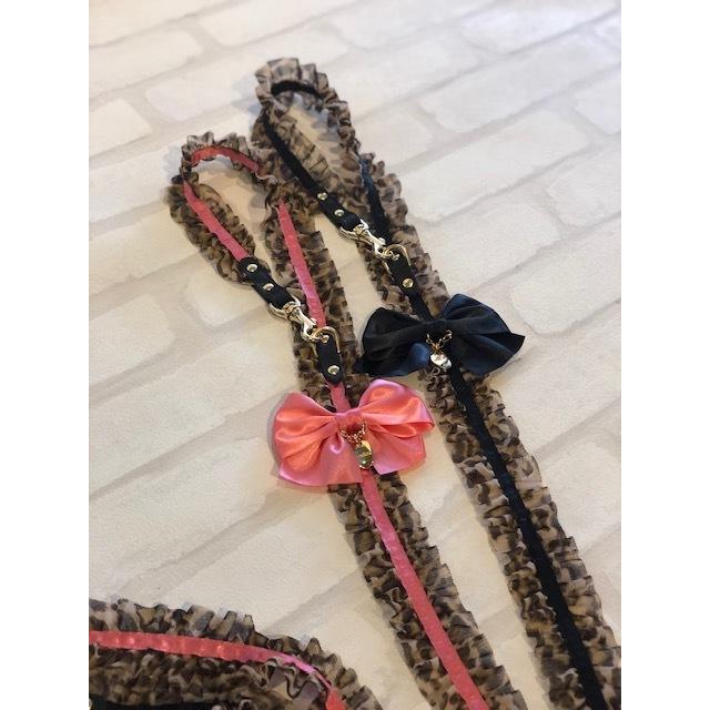 カラー＆リードセット 犬 おしゃれ かわいい 小型犬 中型犬 カラー リード レオパード柄フリルリボン 日本製 ミントタン minttan |  | 04