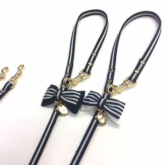 首輪＆リードセット 犬 おしゃれ かわいい 小型犬 中型犬 首輪 リード ボーダーリボン 日本製 ミントタン minttan |  | 01