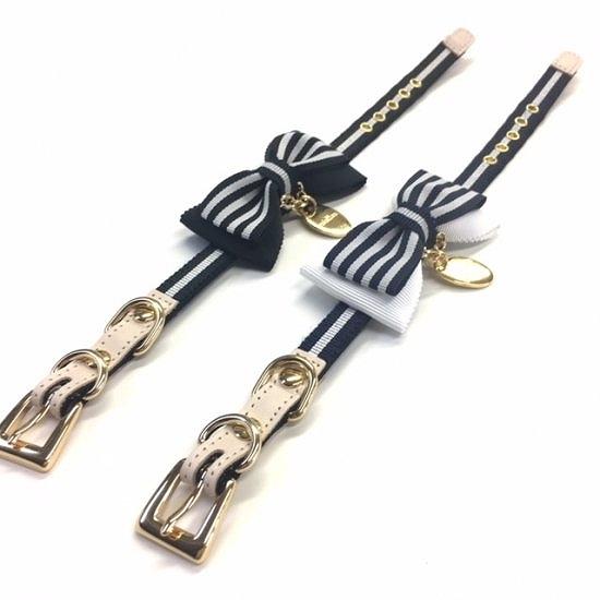 首輪＆リードセット 犬 おしゃれ かわいい 小型犬 中型犬 首輪 リード ボーダーリボン 日本製 ミントタン minttan |  | 02