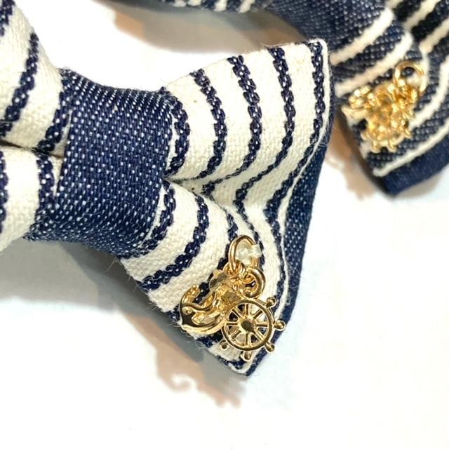 バレッタ 犬 おしゃれ かわいい 小型犬 中型犬 ヒッコリー リボンバレッタ チャーム付き 日本製 デニム＆デニム denim&denim ミントタン minttan |  | 06