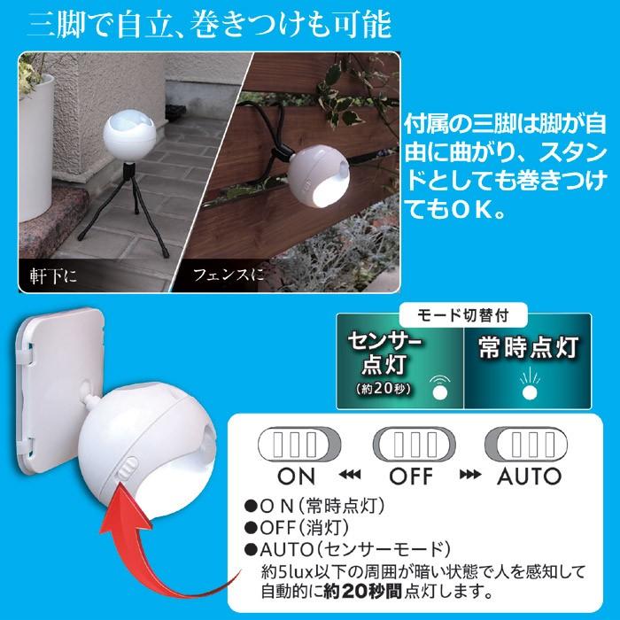 旭電機化成 人感センサー 防雨 LEDセンサーライト ASL-3302 電池式