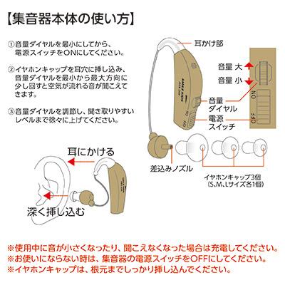 旭電機化成 集音器 耳掛け 集音器2 AKA-204 充電式 小型 USB充電 左右
