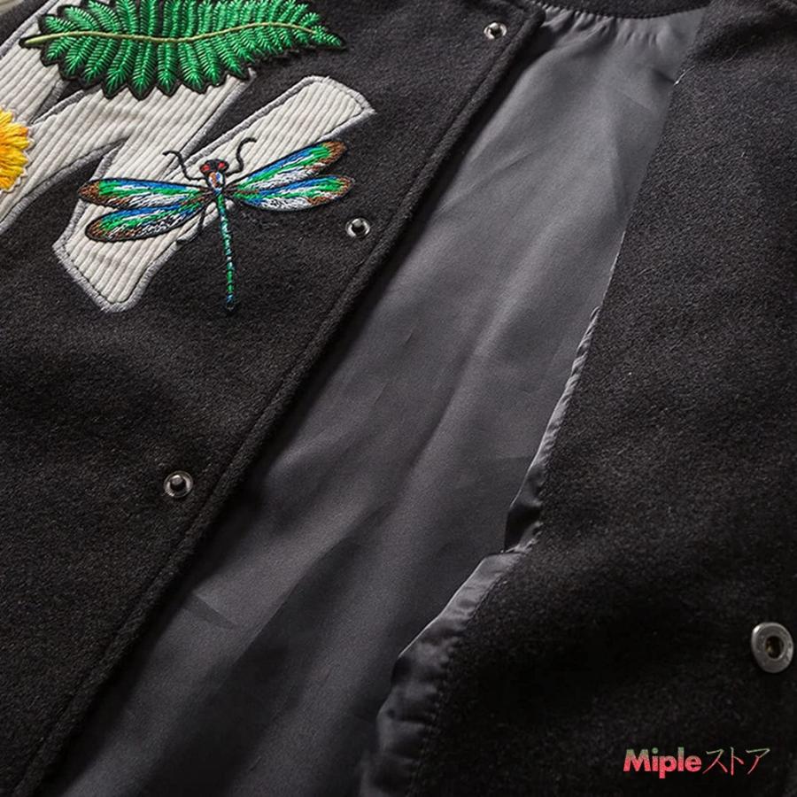 メンズ 刺繍 MA-1 ジャケット スタジャン アウター ワッペン付き スタンドカラー カッコイイ カジュアル 柔らかい コンフォート
