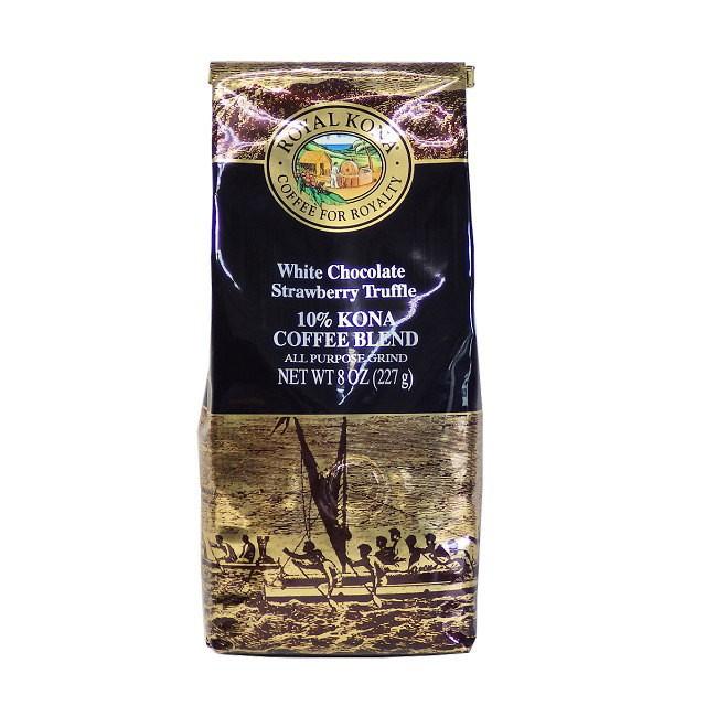 ホワイトチョコレートストロベリートリュフ（挽き済みの粉）　ロイヤルコナ（８ｏｚ　２２７ｇ）　ハワイコナコーヒー　フレーバーコーヒー｜mipori｜01