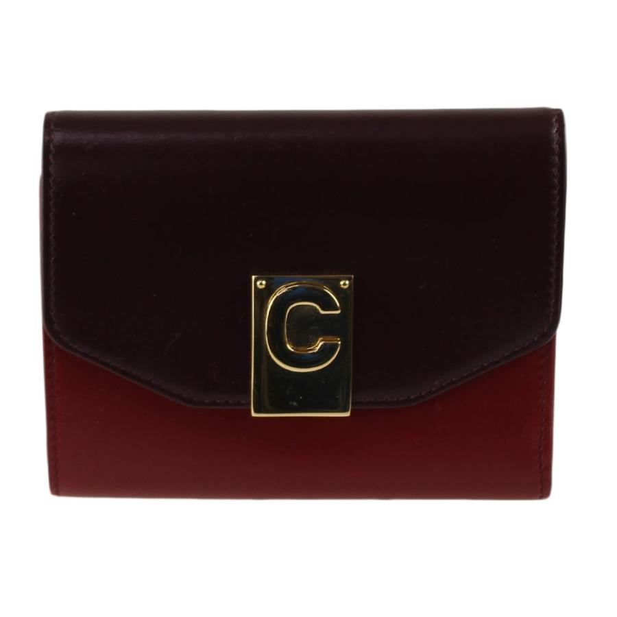 安心と信頼セリーヌ 財布 三つ折り レディース CELINE ワインレッド系