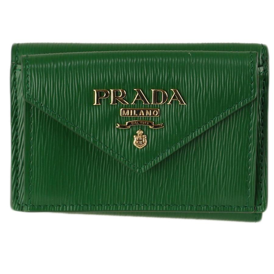 プラダ 財布 三つ折りミニ財布 PRADA 1MH021 2B6P F0089 グリーン系 