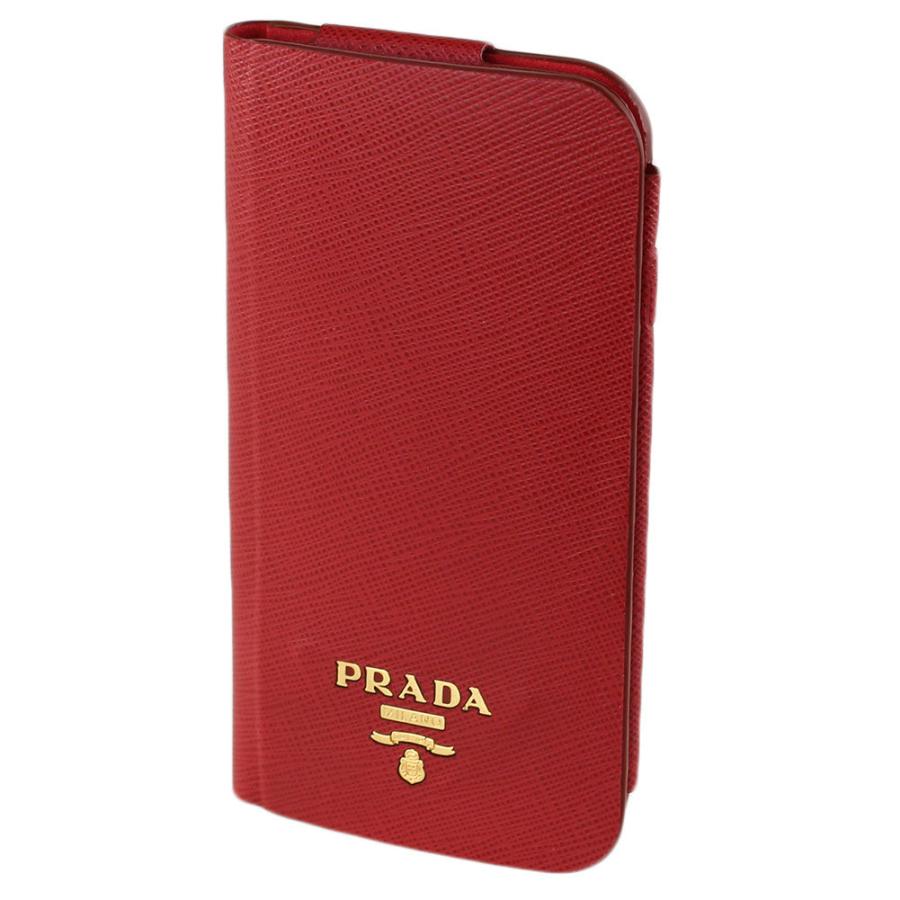 プラダ iPhoneケース iPhone7 iPhone8 手帳型 PRADA 1ZH055 QWA F068Z レッド系 スマホケース