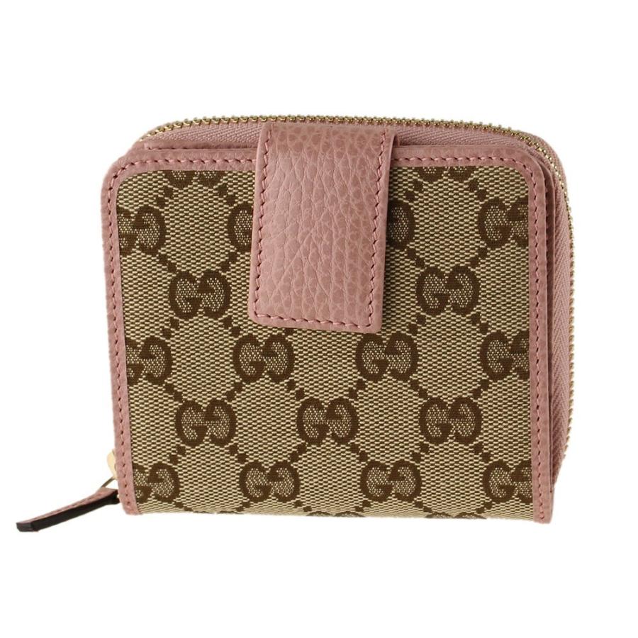 グッチ 折りたたみ財布 GUCCI 346056 KY9LG ベージュ×ピンク系