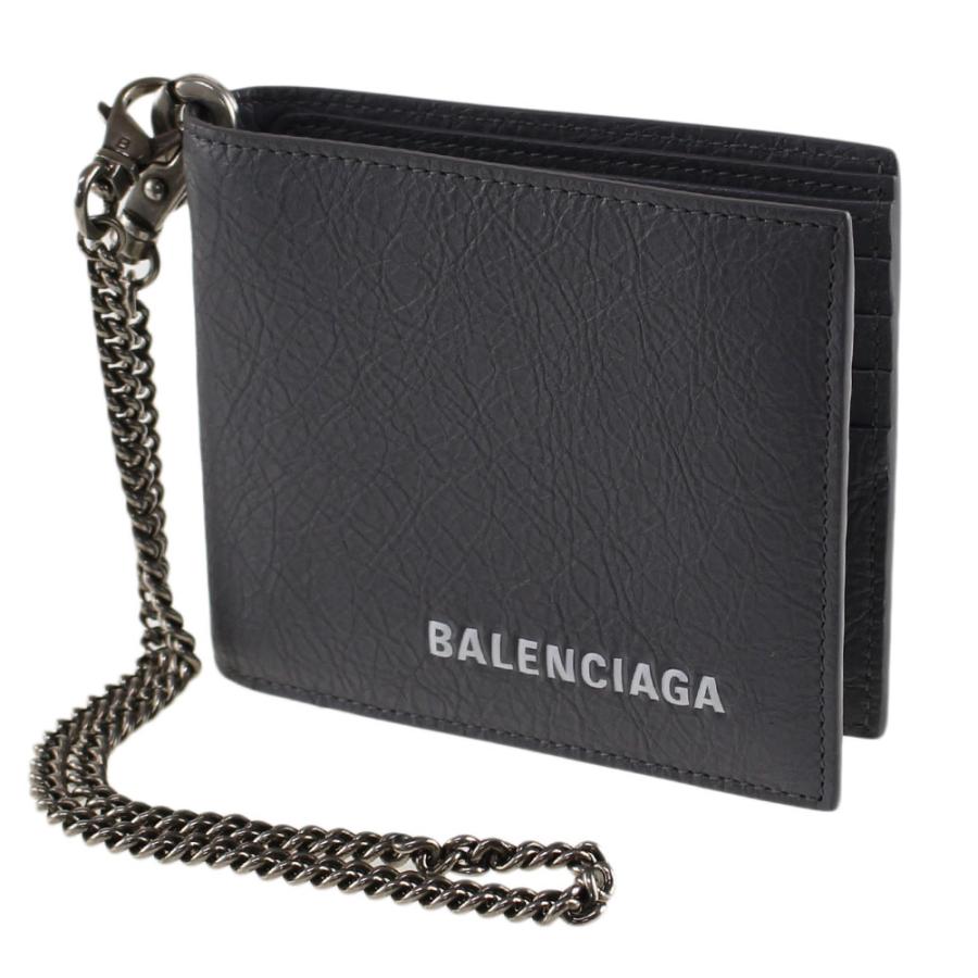 バレンシアガ BALENCIAGA 折りたたみ財布 メンズ 二つ折り財布 504933 DB505 1410 グレー系 チェーン 財布・小物