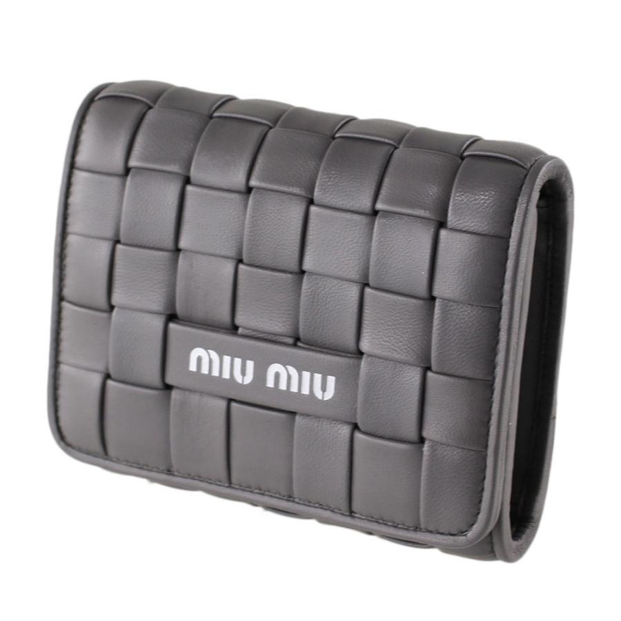 ミュウミュウ 財布 三つ折り ナッパ MIU MIU 5MH016 2D8K F0K44 グレー系 財布・小物 レディース