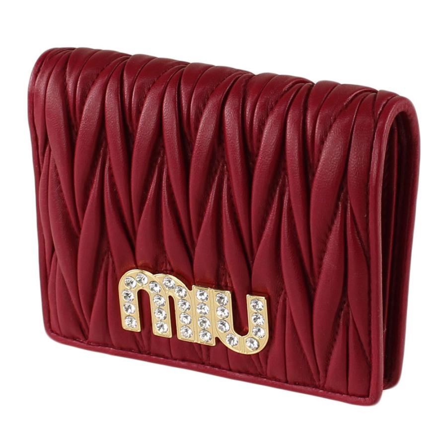 新発売の ミュウミュウ Miu Miu 折りたたみ財布 レディース 二つ折り 5mv4 2bsq F0041 レッド系 財布 小物 55 以上節約 Iri Aiou Edu Pk