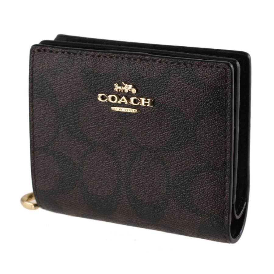 COACH 二つ折り財布 コンパクト ライトカーキ ピンク C3309 折り財布