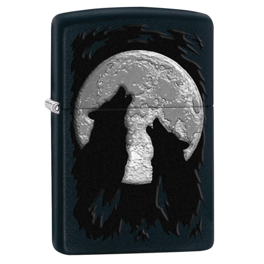 Zippo Custom LighterWolves Howling at the MoonBlack Matte 78660