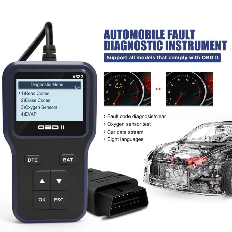 XTOBD OBD 2スキャナーAUTO診断チェックエンジンライトコードリーダー故障読み取り/クリアコードすべてのOBDII車の酸素センサー