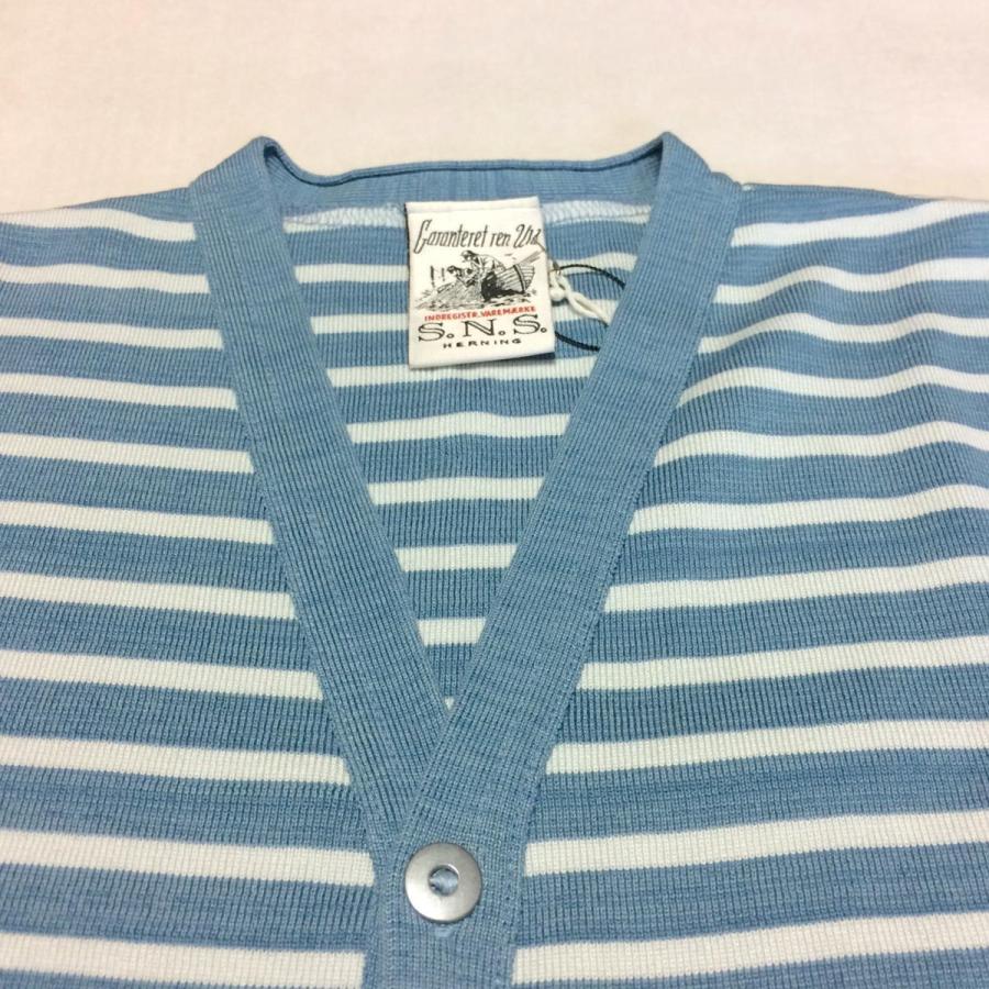 新品】S.N.S ハーニング(S.N.S HERNING) カーディガン S 水色ボーダー 