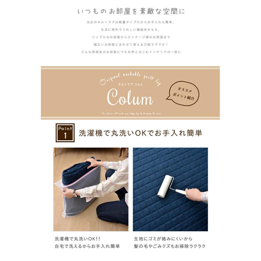 ラグ カーペット 3畳 洗える 無地 『コルム』ネイビー 約200×250cm ホットカーペット対応　床暖房対応 オールシーズン 絨毯 ラグマット