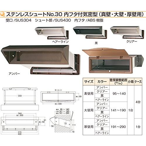 水上金属　ステンレスシュート内フタ付気密型No.30真壁用　アンバー　(001-5721)　1台