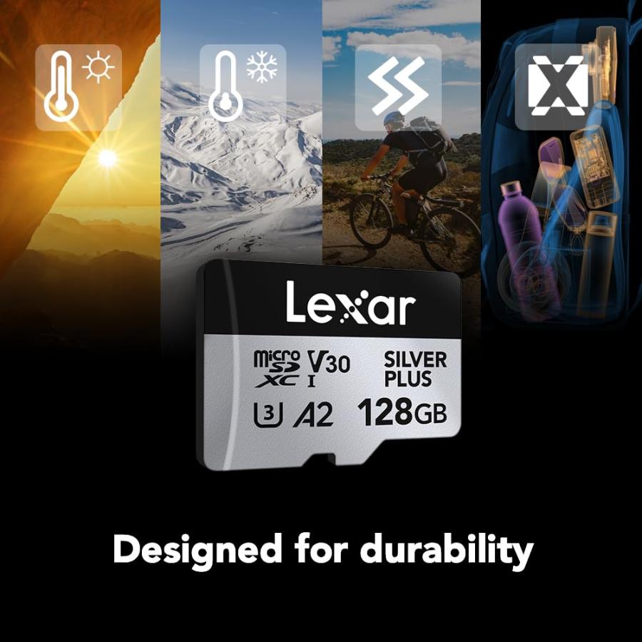 Lexar 128GB Pro Silver Plus Micro SD歌留多 microSDXC歌留多 (LMSSIPL128G-BNANU)
