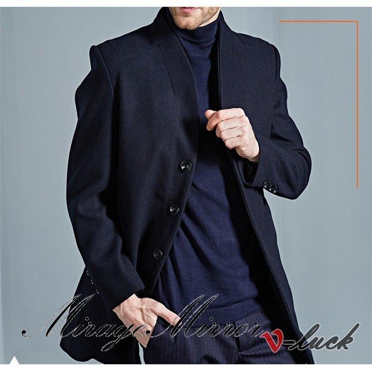 年中無休 ロング丈 ジャケット ビジネス チェスターコート メンズ ウールコート アウター 防寒 紳士服 春物 チェスターコート 色 ネイビー Mendartpropiedades Com Ar