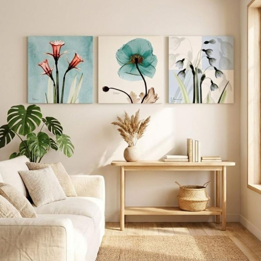 絵画 アートパネル 3枚セット 北欧 おしゃれ 壁掛け 花 植物 モダン