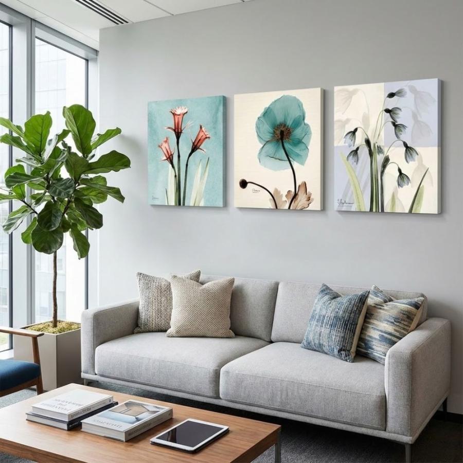 絵画 アートパネル 3枚セット 北欧 おしゃれ 壁掛け 花 植物 モダン