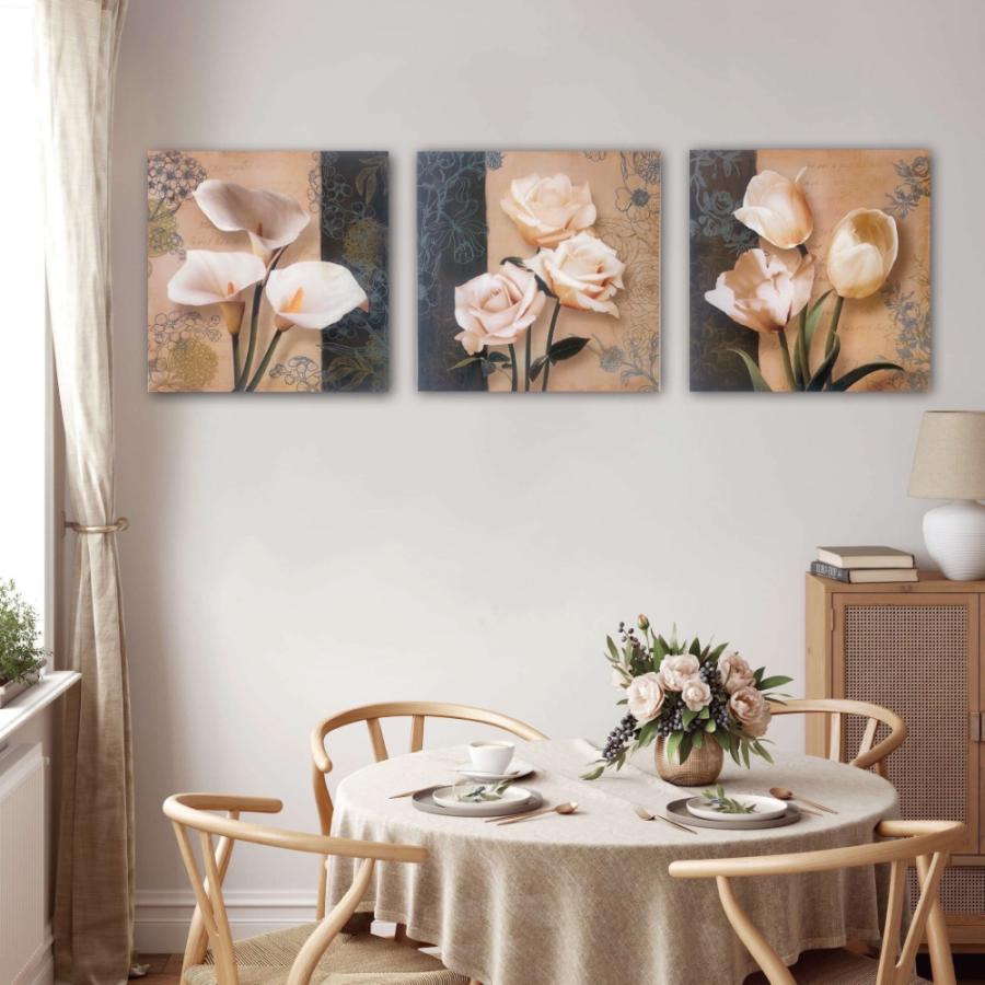 絵画 アートパネル 3枚セット 北欧 おしゃれ 壁掛け 花 植物 モダン