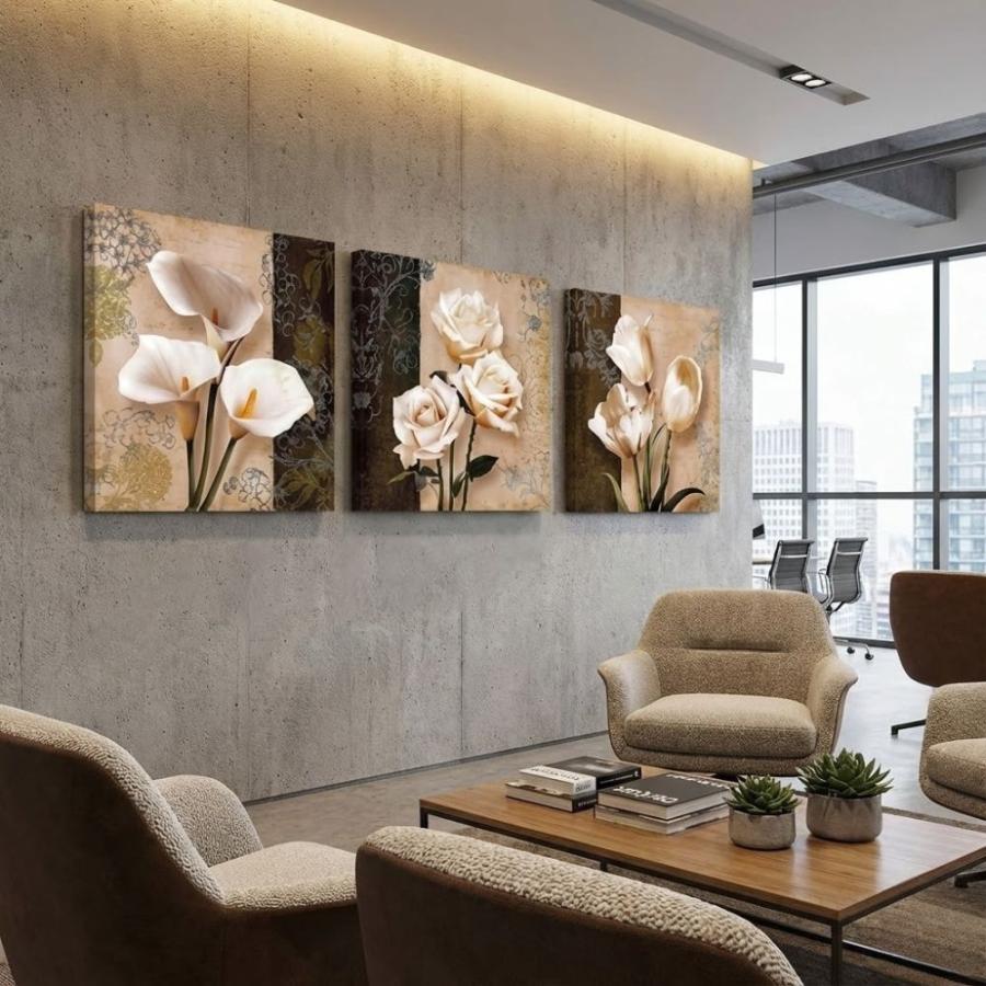 絵画 アートパネル 3枚セット 北欧 おしゃれ 壁掛け 花 植物 モダン