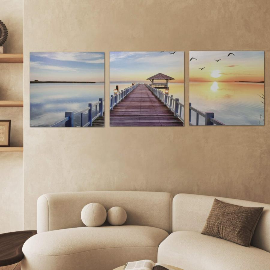 絵画 アートパネル 3枚セット 北欧 おしゃれ 壁掛け 花 植物 海 夕日