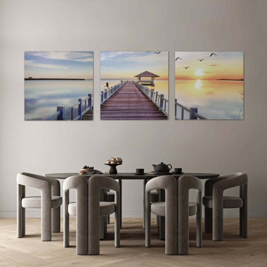 絵画 アートパネル 3枚セット 北欧 おしゃれ 壁掛け 花 植物 海 夕日