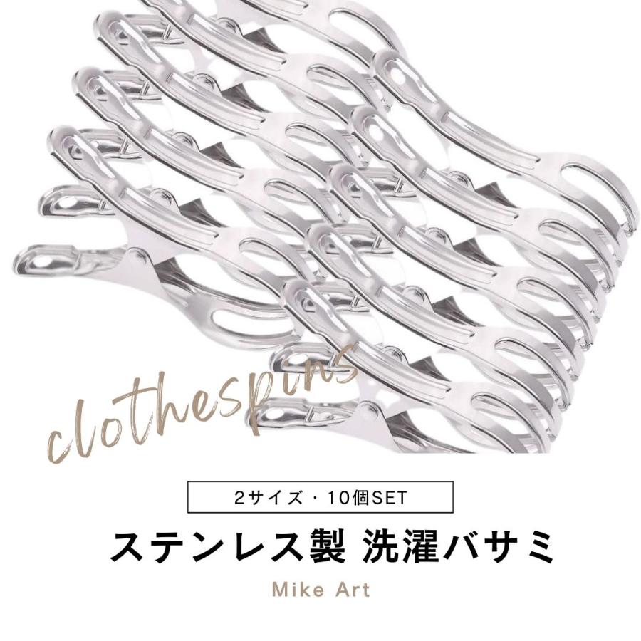 洗濯ばさみ ステンレス 強力 竿ばさみ 大型 2サイズ 10個 セット