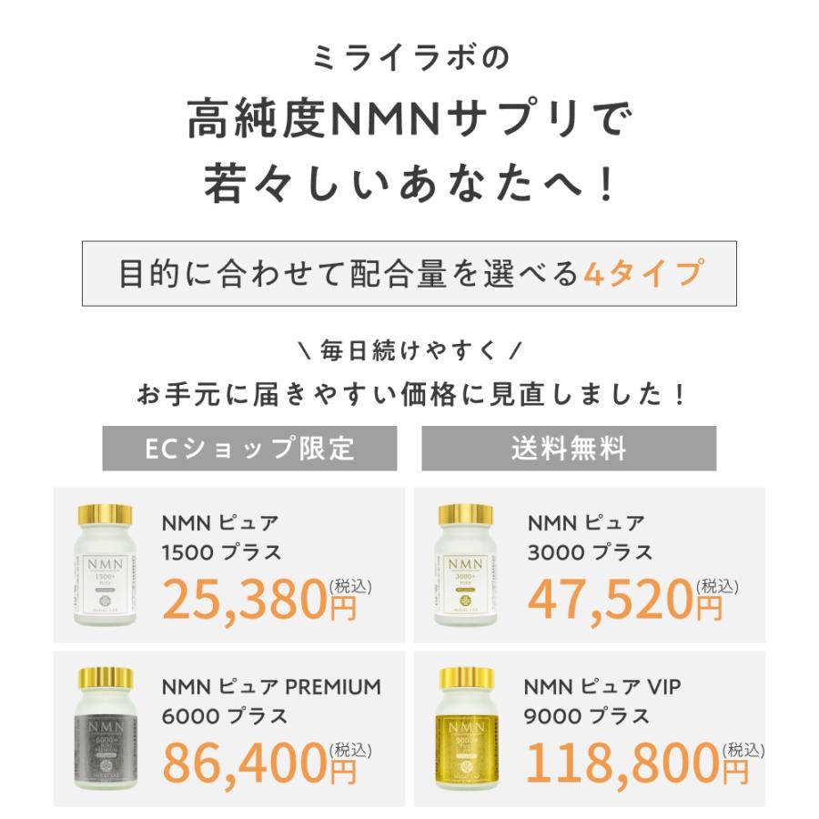 MIRAILAB 完全β型NMN】ミライラボ NMN ピュア 3000 プラス（60粒）1箱 