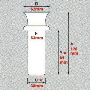 お墓用花立 高級ステンレス製 中入れ式 ツバ付 筒径：38mm リング下深さ：85mm 1対2本セット[W-39]｜mirai-p｜03