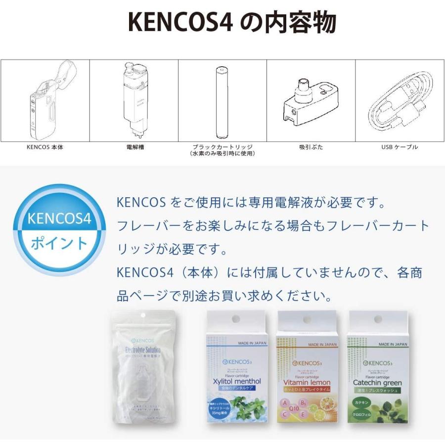大特価販売 [ポータブル水素ガス吸引具 スターター3点セット] KENCOS4(ケンコス4) ピンク+フレーバーカートリッジ(3本入)カテキングリーン+電解液